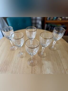 Vintage Crystal Glasses with Gold Trim
